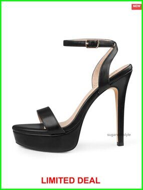 Women's Open Toe Stiletto High Heels Strappy Ankle Strap Sandal